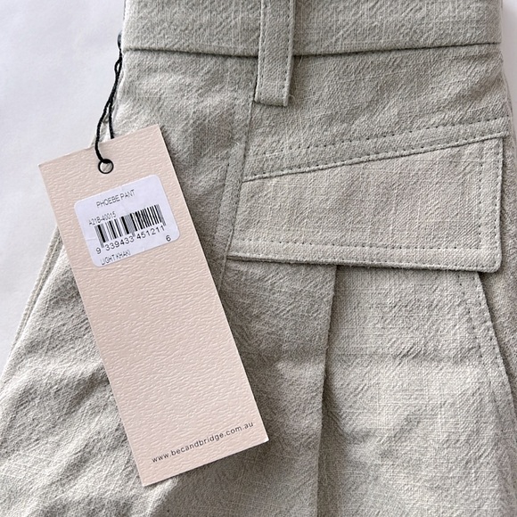 NWT Bec + Bridge Phoebe Straight Leg Trouser Style Pant in Light Khaki US 2 - Picture 5 of 5